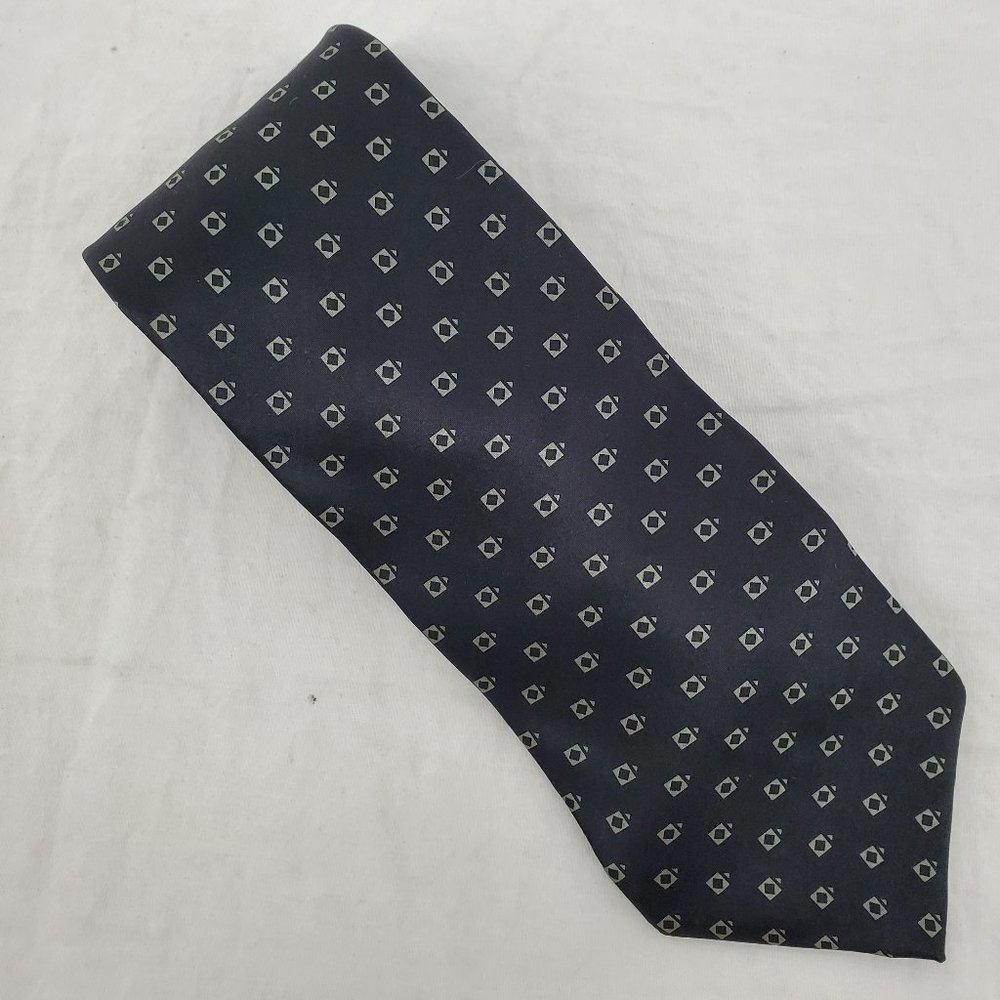 Stuart Hughes Silk Neck Tie Designer Business Black Gray Made in USA